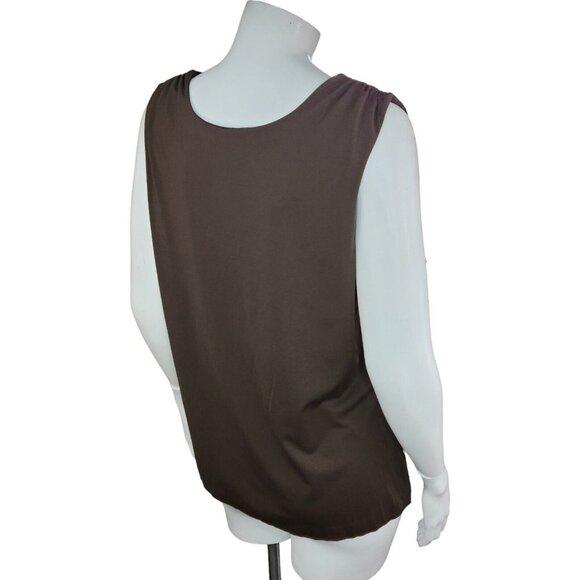 Cato Womens XL Brown Sleeveless Peplum Tank‎ Cinched Shoulders Lined - Picture 11 of 13